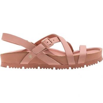 Sandalias Art 1619 Grass Waxed para Mujer de Piel Color Burdeos/Rosa con Cierre de Hebilla