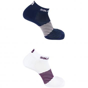 SALOMON XA 2-Pack 2 Pares de Calcetines Tobilleros, Unisex, Blanco/Medieval Azul, S