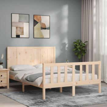 Cama de Madera Maciza con Cabecero 140x190 cm