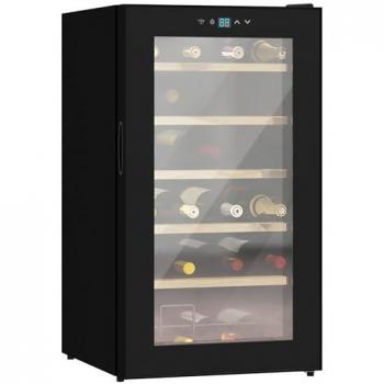 Vinoteca HOMCOM 24 Botellas 65L con Luz LED, Pantalla Táctil, Control de Temperatura y Puerta de Vidrio