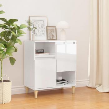 Aparador de madera contrachapada 60x35x70 cm, Mueble de Almacenaje de Salón, Buffet para salón, Armario Auxiliar, Armario de Almacenamiento en color blanco brillante