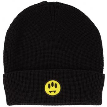 Barrow Black Knit Logo Beanie Hat, unisex, black, size: ONE SIZE