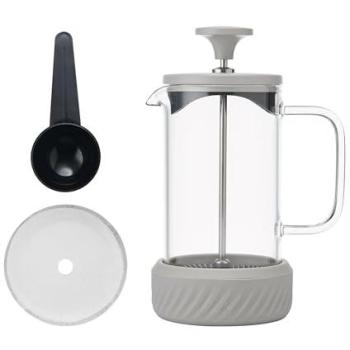 Cafetera Prensa Francesa Zero de 3 Tazas, Color Latte/Crema, Resistente al Calor, Mango de Vidrio y Base de Silicona Extraíble, Fácil de Limpiar, Regalo para Amantes del