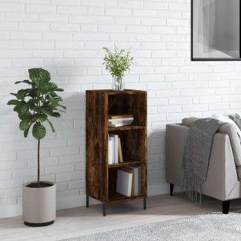 Aparador de madera de ingeniería 34,5x32,5x90 cm en color roble ahumado, mueble de almacenaje para salón, buffet auxiliar y armario de almacenamiento