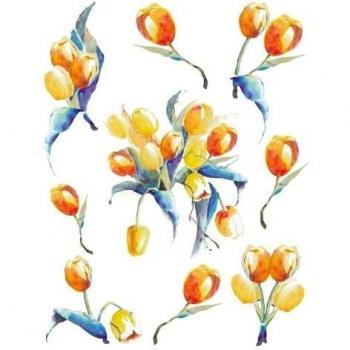 Adhesivo decorativo para pared con tulipanes amarillos 350-0186