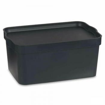 KIPIT Caja de Almacenaje con Tapa Antracita Plástico 7,5 L 21 x 14,2 x 32 cm (12 Unidades)