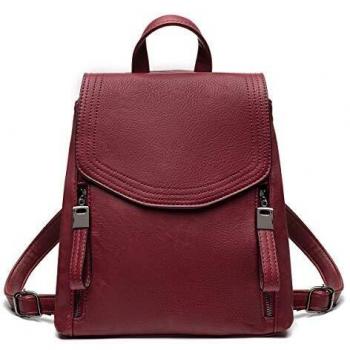 Bolso Mochila Cuero Mujer Casual, JOSEKO Mochila Antirrobo Mochila de Estudiante con Solapa de Cuero Monedero de Mochila Casual para Damas universitarias con Correas Ajustables
