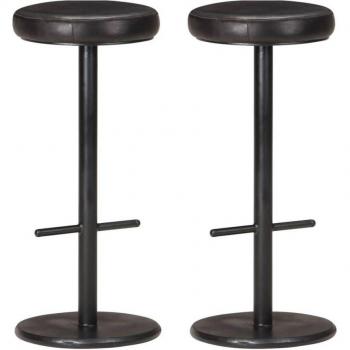 Taburetes de cocina 2 unidades cuero auténtico negro