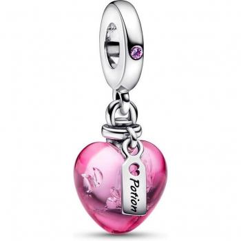 Charm colgante de plata y cristal rosa (792509C01)