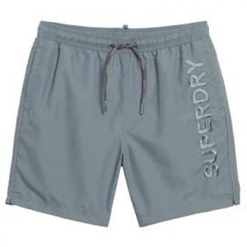 Superdry Premium Sustainable Embroidered Swim Shorts 17 Inch Stormy Weather Grey Male S