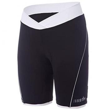 Culote sin tirantes Rh+ Pista mujer blanco y negro, talla L, corto, diseño en negro intenso