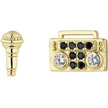 Pendientes asimétricos Ear Candy Karaoke en Plata 925 bañados en oro amarillo 18k