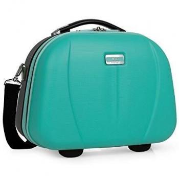 JASLEN - Neceser Grande de Viaje rígido abs, Maleta de Aseo. Cinta para Trolley. Separador Interior con Espejo. Duradero. 56525, Color Aguamarina-Plata