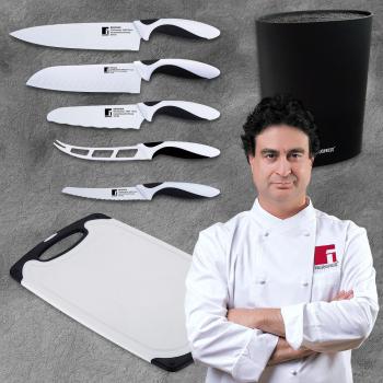 Bergner Set de Cuchillos, Acero Inoxidable, Blanco, 31.5x20x10 cm, 5 Unidades