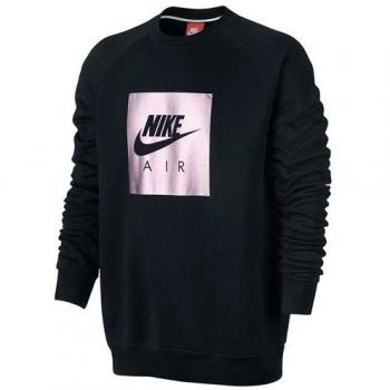 Nike M Nsw Crw Flc Air Hrtg Camiseta de Manga Larga, Hombre, Negro
