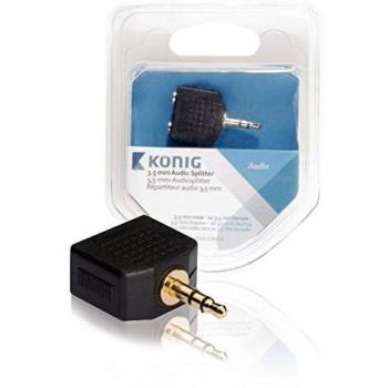 Konig - Divisor De Audio De 3,5Mm Macho A 2X 3,5Mm Hembra; 1 Ud. En Gris