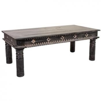 Mesa Centro Artesanal de Madera Negra 119x61x46h cm