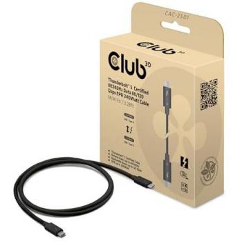 Cabo Thunderbolt 5 Club 3D CAC-2501, Certificado, 8K240Hz, Datos 80/120Gbps, EPR 240W, M/M, 1m