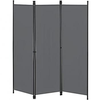 Biombo Separador Plegable de 3 Paneles Huesca 171 x 150 cm Gris Oscuro