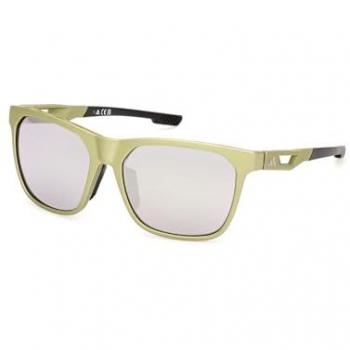 Adidas SP0091 Unisex Matte Light Green Polarized Sunglasses with Green Mirror Lenses, 55 MM