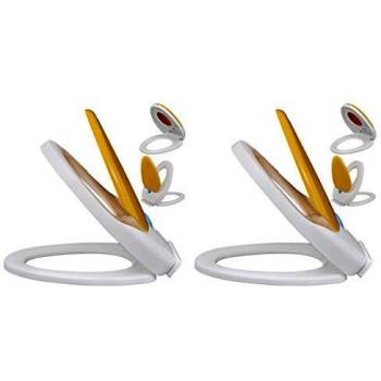 vidaXL 2X Asientos Inodoro Cierre Suave Plástico Blanco y Amarillo Cuarto Baño