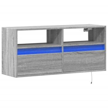 Mueble TV multimedia con estante, buffet y luces LED, sonoma 100 x 31 x 45 cm, gris