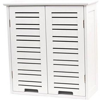 Miami Wall-Mounted Bathroom Cabinet with 2 Doors and 2 Shelves in White MDF