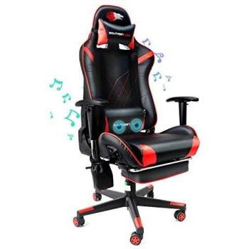 SOUTHERN WOLF Silla Gaming, Silla Gamer con soporte lumbar para masaje, Silla de Trabajo con Bluetooth, Silla reclinable oficina ejecutiva con reposapiés retráctil, para Los Jugadores de PC Gamer