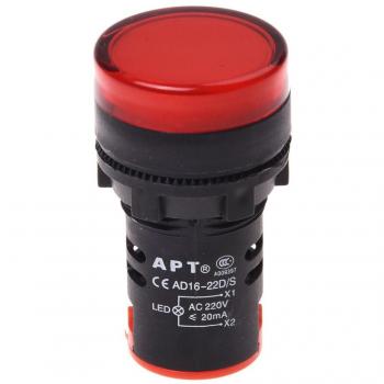 SODIAL(R) AC 220V Rojo LED Lampara luz unica piloto de indicador de potencia LED 22mm