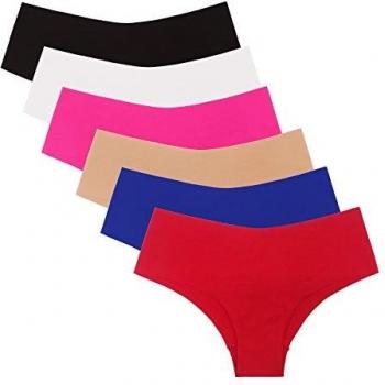 SHEKINI Braguita Invisible sin Costuras de Cintura Baja de Color Puro Bragas de Estilo Bikini por la Cadera Ropa Interiorpara Mujer Pack de 4/6