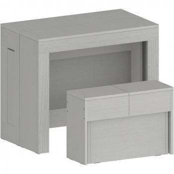 Conjunto de mesa y sillas Badesi, multiusos con consola y banco extensible, 100% Made in Italy, 66x25h45 cm, blanco