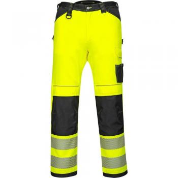 Pantalones de trabajo de alta visibilidad Portwest PW3 PW340, tiro bajo, cinta reflectante, talla 42, color amarillo/negro