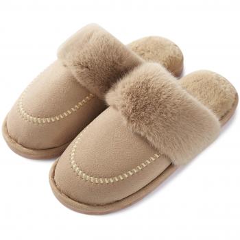 Lastia Mujer Invierno Fur Zapatillas de Estar Cerradas Calienta Pantuflas, para interior o exterior