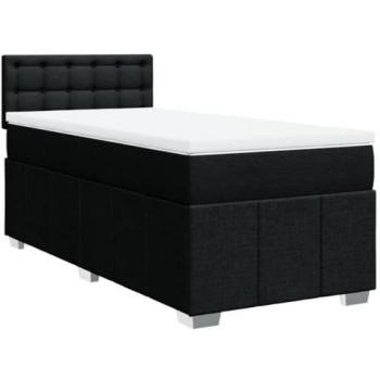 Cama box spring con colchón tela negro 90x200 cm Vidaxl Negro