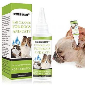 SEGMINISMART Limpiador de Oidos para Perros, Limpiador de Oídos para Perros y Gatos, Limpia, desodoriza, Elimina los olores, 60 ml