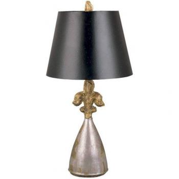 Lámpara de mesa Rodrigue, oro y plata, con pantalla negra, 1 luz E27