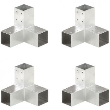 vidaXL Post Connectors 4 pcs Y Shape Galvanised Metal 71x71 mm
