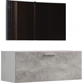 Mueble TV Colgante de Madera Fernso (95 x 36 x 40 cm) - Blanco / Óptica de Hormigón