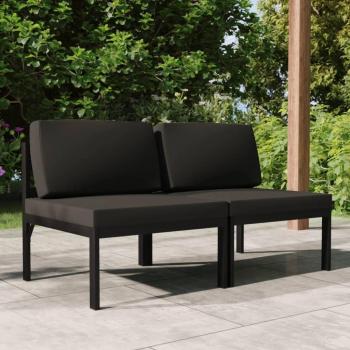 Anthracite Aluminum 2-Seater Garden Sofa with Cushions