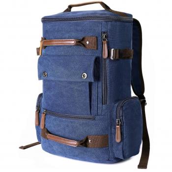 Mochila Lona, Mochila para Portátil 17.3 Pulgadas, Vintage Recorrido del Morral al Aire Libre Acampada Y Senderismo