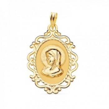 Medalla de Virgen Niña en oro 18k para Primera Comunión