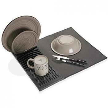 REGALA ESCURREPLATOS Gris con PAÑO 40X16 CMS
