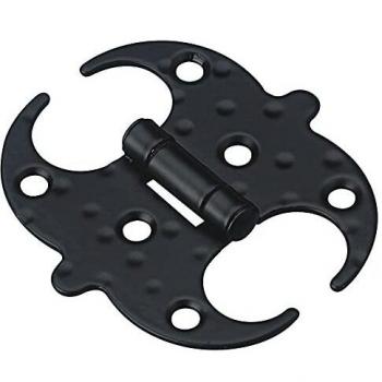 amig Bisagra Tipo Mariposa Negra Mod. 553 de Acero para Puertas Acabado en Estilo Forja para Puertas Abatibles Lisas de Entrada y Paso Exteriores e Interiores, y Armarios - 60 x 60 x 1,5 mm
