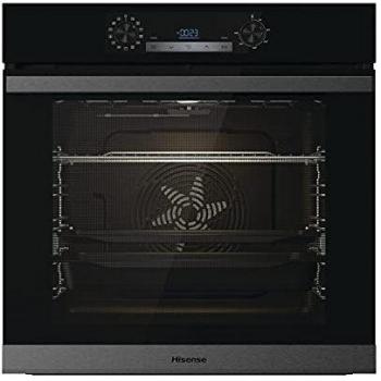 Hisense BSA65226AB Horno Multifunción con Vapor y Función Freidora de Aire sin Aceite, Capacidad 77L, Cocción Simultanea 5 Niveles, ventilador XXL, Pizza mode 300°, Puertas removibles, Negro