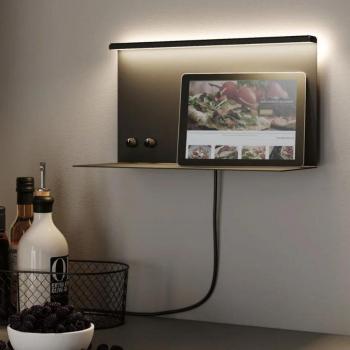 Aplique de Pared LED Jarina 4,5W Dimmable con USB C Negro Mate 540lm 3000K