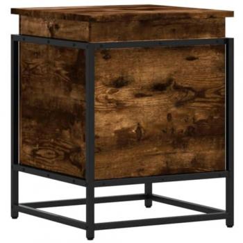 Caja de almacenaje con tapa madera roble ahumado 40x40x51,5 cm, Caja de Mantas, baúl de almacenaje, Caja de almacenaje de Juguetes