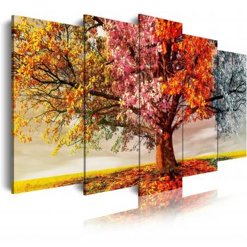 DekoArte 401 - Cuadros Modernos Impresión de Imagen Artística Digitalizada | Lienzo Decorativo para Tu Salón o Dormitorio | Estilo Paisaje Árboles Cuatro Estaciones del Año | 5 Piezas 150 x 80 cm