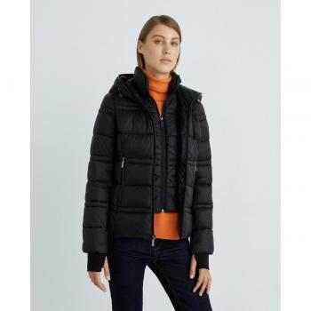 Pluma corta de mujer Michael Kors con cremallera y bolsillos, modelo 'PACKABLE WITH BIB', color negro, talla XS