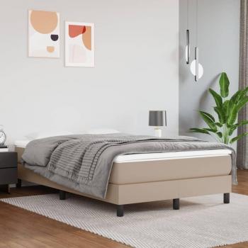 Estructura de cama box spring de cuero sintético color capuchino 120x200 cm
