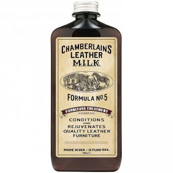 Chamberlain's Leather Milk - Furniture Treatment No. 5 - Acondicionador y limpiador natural - Para el cuero del mobiliario - Con almohadilla de aplicación - 0.35 L